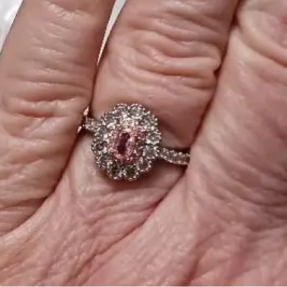 🆕 Beautiful Pink Moissanite Gemstone and Silver Engagement Band Ring - SIZE 7 - Picture 13 of 17